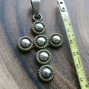 Silver Circular Cross Pendant Braided Detail Made in Mexico Beautiful